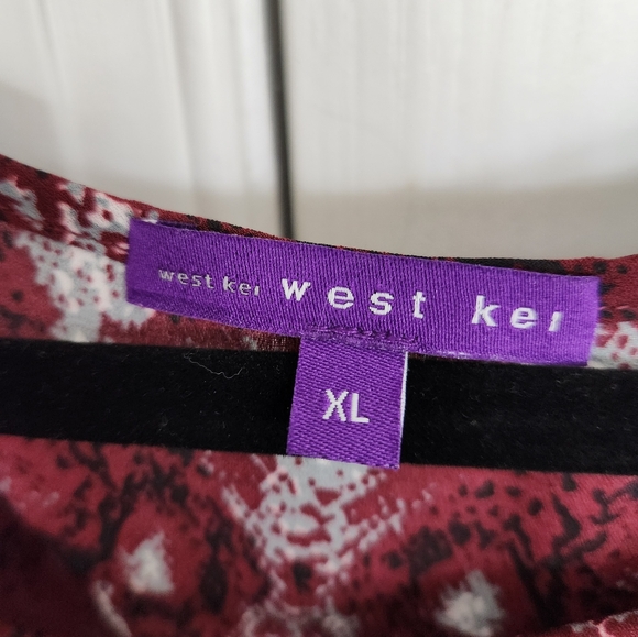 West Kei Veronica Burgundy Snake Tie Front Blouse XL - Picture 6 of 8